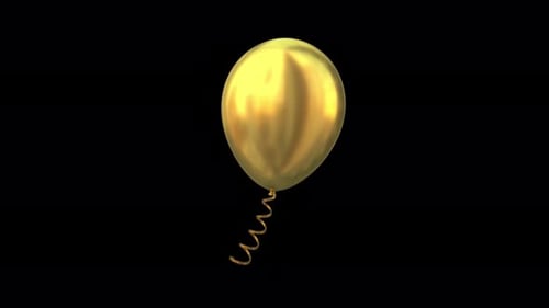 Golden Balloon with String Floating
