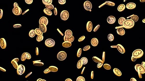 Falling Golden Dollar Coins 3D Loop Animation