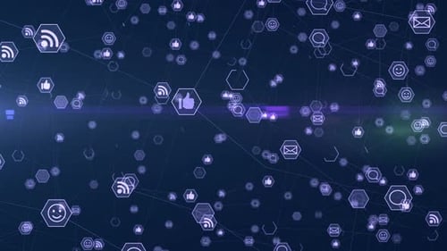 Plexus animation global network connections and social networking concept.