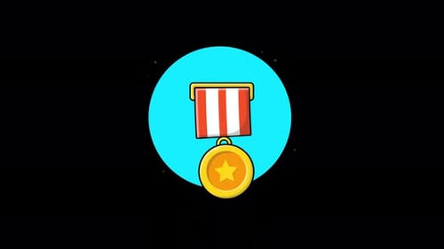 Animated Medal Award with Star Icon Reveal