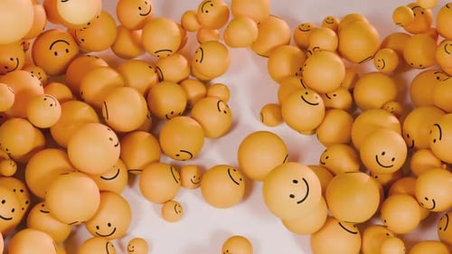 Falling 3D Happy and Sad Emojis Pile Up Animation