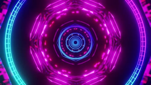 Purple visual images with musical rhythms VJ loop 3D render. Visualization for disco, nightclub