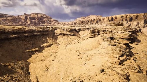 Wide Panoramic View of Arid Erosion and Geological Formations