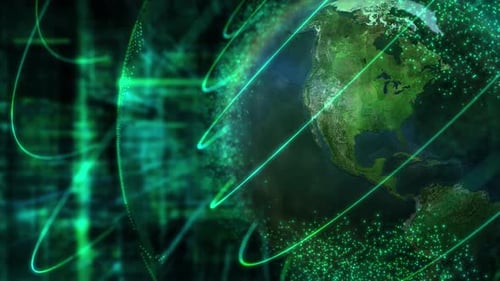 Futuristic Digital Earth Globe with Global Network Connections Animation