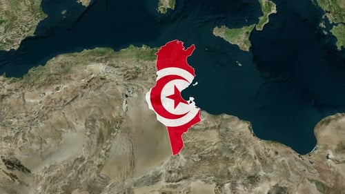 Modern Zoom-in Reveal of Tunisia Map with Flag