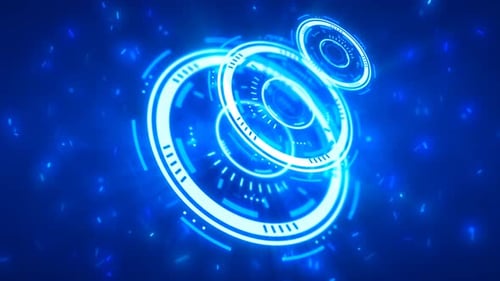 Abstract round blue ring of lines HUD elements circles energy futuristic. Video 4k, 60 fps