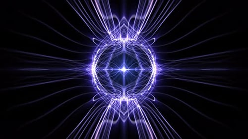 Futuristic glowing abstract background with radiant energy lines forming symmetrical ethereal shape