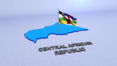 Central African Republic Map and Flag Waving 3D Animation