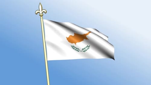 Animated Cyprus Flag Waving Against Blue Sky