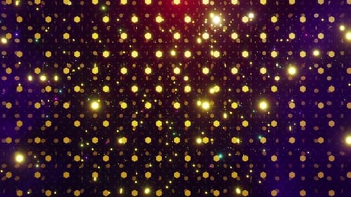 Sparkling Gold Hexagon Grid Light Background Loop