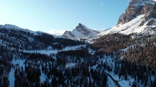 Bright Alpine Landscape With Peaks Crystalline Winter Sunlight Illuminates Rugged Mountain