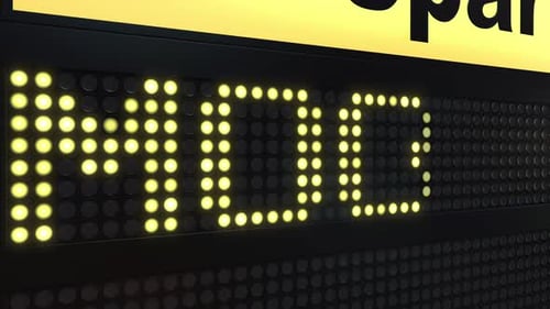 MOON Word Appearing on Airport Departure Board