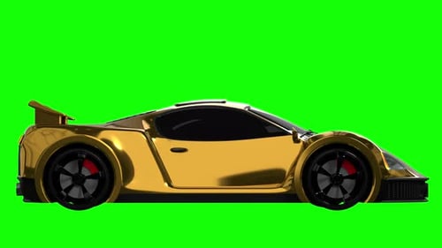 Conducción de un lujoso automóvil deportivo dorado