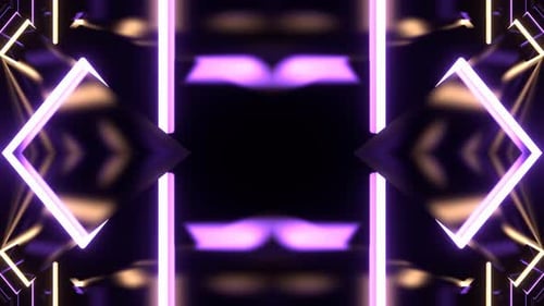 Purple And Yellow Kaleidoscopic Neon 3D Pattern Background Vj Loop In 4K