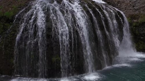 Aerial view over Stjórnarfoss waterfall, Iceland