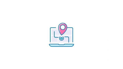 Animated Modern Location Pin on Laptop Map Icon