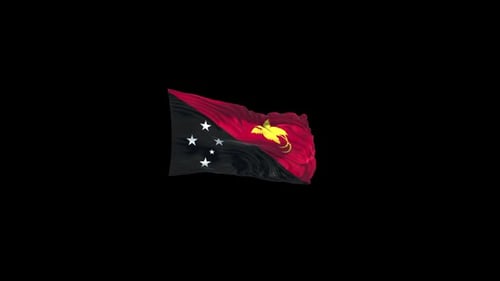 Waving Papua New Guinea Flag with Alpha Channel
