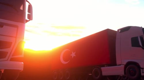 Cargo Trucks with Turkey Flag