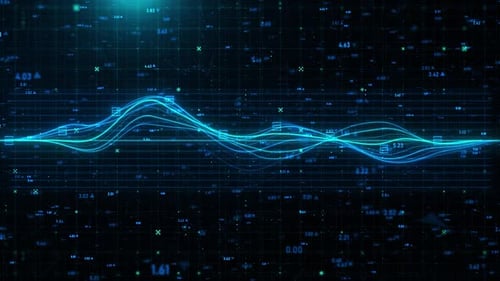 Futuristic finance and stock market background with grid and wavy lines