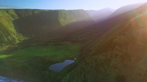 Waipio valley aerial view.