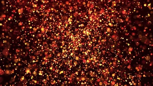 Abstract animation concept of golden particles for celebrating birthdays and holidays. 4k loop bokeh