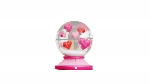 Pink Snow Globe with Floating Hearts Animation