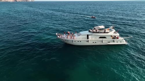 A Large Luxury Yacht Drifts Into the Shores of the Turkish City of Alanya