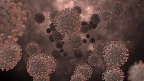 Animated 3D Coronavirus Particles Floating in Medical Space