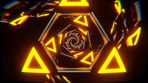 Orange And White Flashing Triangle Mirror Tunnel Background Vj Loop In 4K