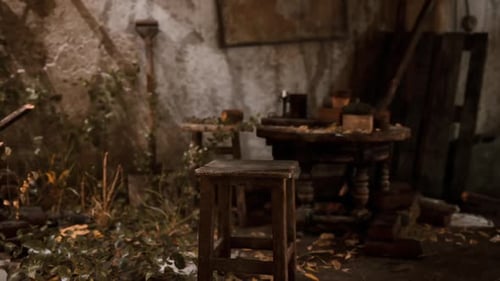 Rustic Abandoned Room Slow Zoom Out Background