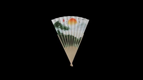 Traditional Japanese Folding Fan Opening Animation