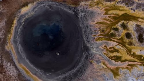 Aerial view of hot spring in Hrunamannahreppur, Iceland.