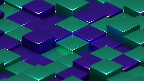 Turquoise and Purple Abstract Glossed Cubes Background VJ Loop in HD