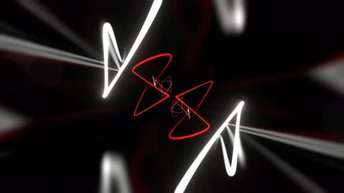 White And Red Laser Neon Glow In Infinite Flow Background VJ Loop In 4K