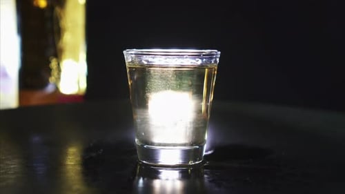 Close-up of Shot Glass with Alcohol