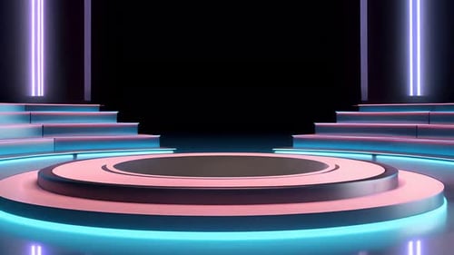 Futuristic Neon Virtual Stage for Event Presentations