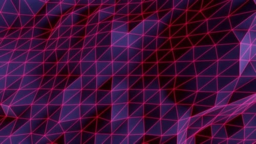 Estructura alámbrica roja pulsante de polígono y fondo azul