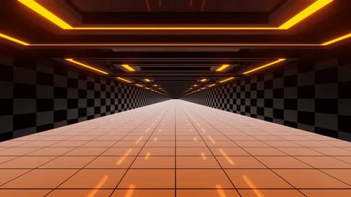 Orange And Gray Futuristic Hallway Background Vj Loop In 4K