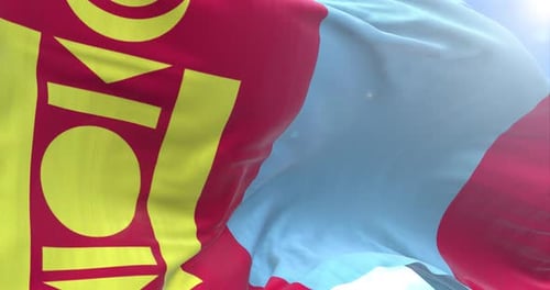 Mongolia Flag Waving in Realistic Wind