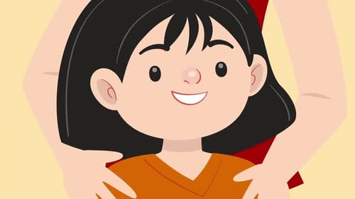 Flat Design Animation of Mother and Child Hugging