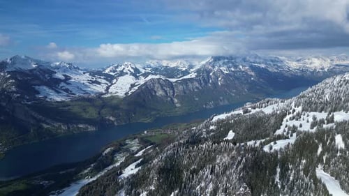 Beautiful aerial landscape of Fronalpstock in Glarus, Switzerland.