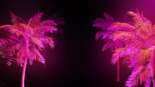 Neon Palm Trees Loopable Background with Dynamic Color Changes