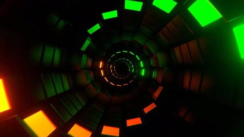 Orange And Green Neon Spiral Screens Tunnel Background Vj Loop In 4K