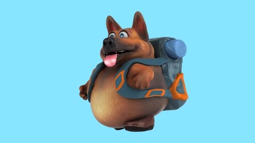 Fun 3D cartoon dog walking (with alpha channel)