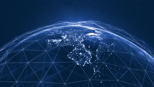 Global digital connection lines, worldwide communication, global business, data exchange.