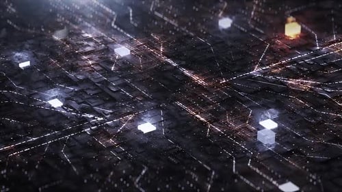 Futuristic Abstract Digital Landscape with Glowing Shapes
