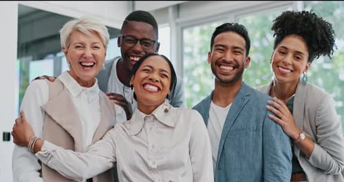Business people, happy and collaboration with diversity and corporate team