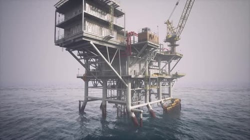 3D Offshore Oil Rig Panning Animation