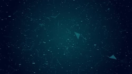 Animating Numbers and Connected Dots. Algorithms and Data Structures Concept over Dark Background