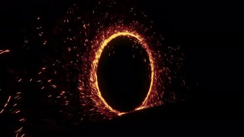 Dynamic Fiery Particle Ring Forming Portal Transition
